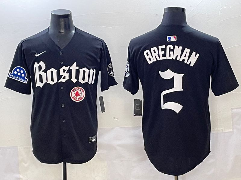 Men 2025 Boston Red Sox #2 Bregman Black Five generations Joint Name Nike MLB Jersey style 23->boston red sox->MLB Jersey
